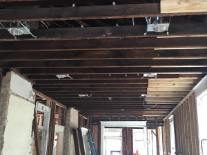 Recessed lighting in the kitchen.