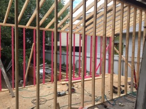 Rear of the house framed out. 